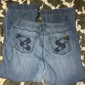 Seven 7 Luxe Size 16 Flare Jeans Stitched S Pockets
